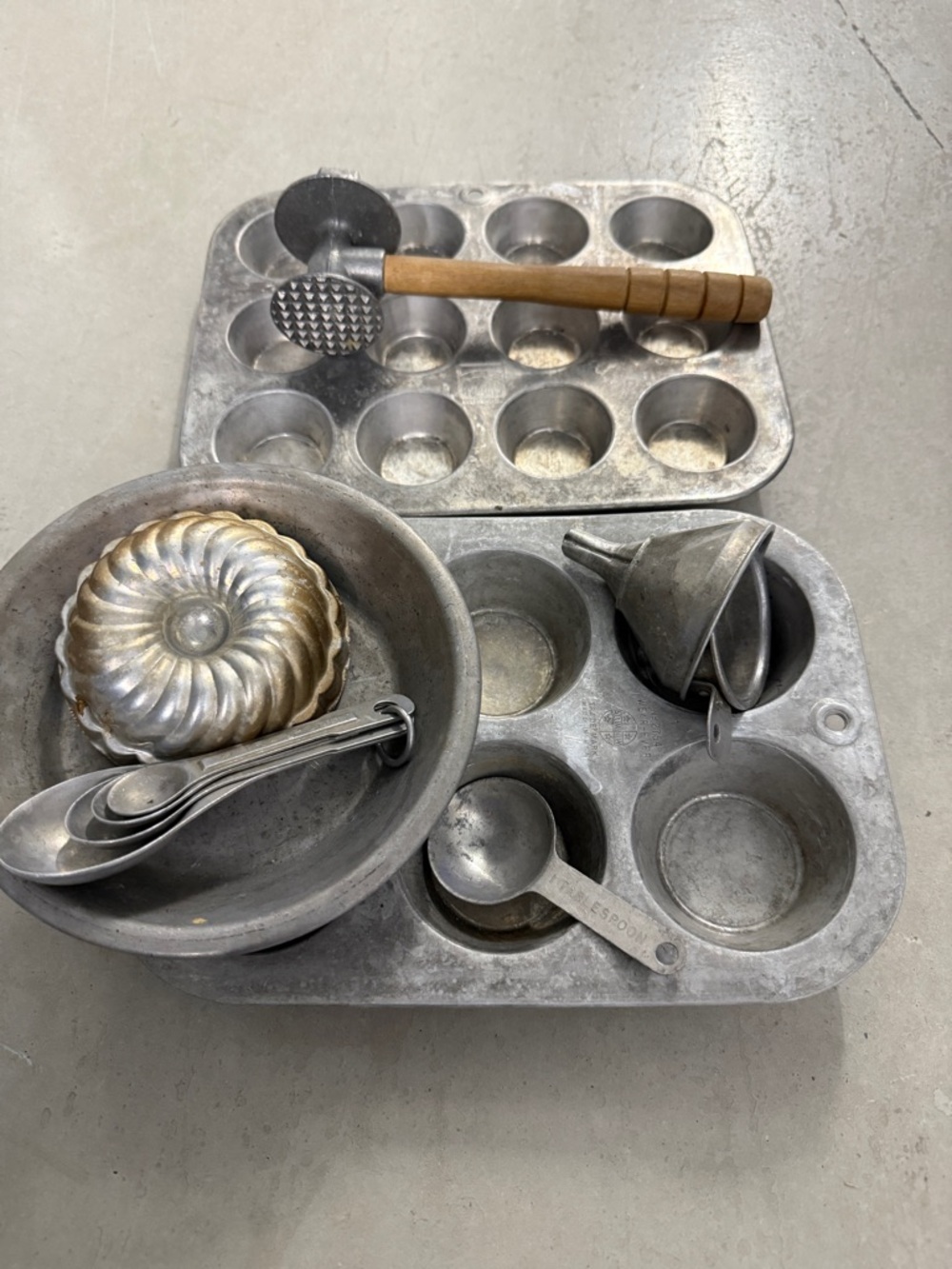 Vintage Aluminum Baking Set and Meat Mallet